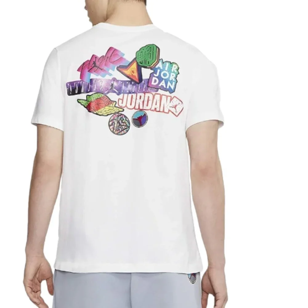 Jordan Stickers Flight Wingman Crew Basketball Shirt White Size X-Large EUC 7296